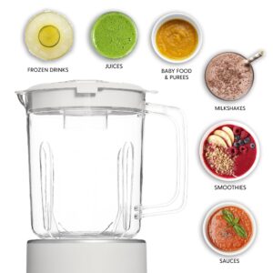 COOK WITH COLOR 300 Watt Blender: Powerful 2-Speed Control with Pulse, 4-Tip Stainless Steel Blades, 25oz (750ml) Jar, and Skid-Resistant Feet, Creme