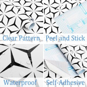 Heroad Wall Paper Peel and Stick Modern Black and White Wallpaper Peel and Stick Boho Geometric Contact Paper for Cabinets and Drawers Renter Friendly Self-Adhesive Removable Waterproof 17.7” x 118”