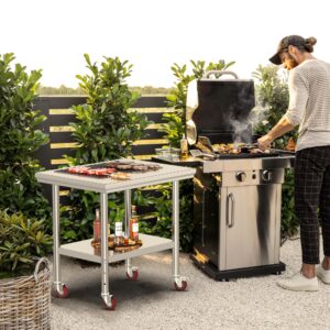 YITAHOME NSF Stainless Steel Table, 30" X 24" Work Table with Wheels, 2 Shelves Metal Table Prep Table for Home Kitchen Restaurant Garage Warehouse Outdoor