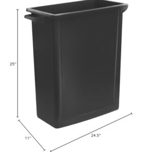 SunSierra 16 Gallon Slim Rectangular Trash Can, Recycle Bin, Plastic Trash Can, Garbage Can, Commercial Trash Can, Indoor Trash Can, Perfect for Kitchen, Restaurant, Office - Black