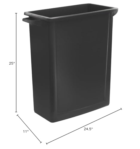 SunSierra 16 Gallon Slim Rectangular Trash Can, Recycle Bin, Plastic Trash Can, Garbage Can, Commercial Trash Can, Indoor Trash Can, Perfect for Kitchen, Restaurant, Office - Black