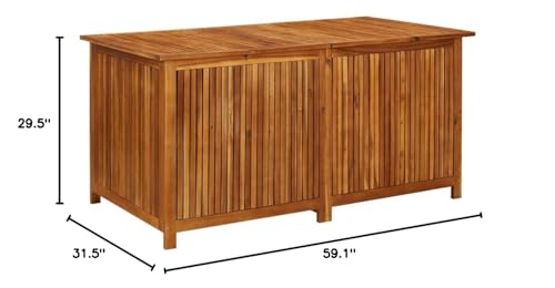 TIFITGO Asomie Patio Storage Box 59.1"x31.5"x29.5" Solid Acacia Wood Indoor stockage bin home chest house tank Outdoor Furniture Outdoor Storage Boxes US Stock Fast Shipment Gray