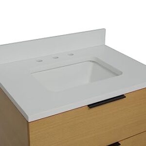 Kitchen Bath Collection Mia 30-inch Bathroom Vanity: Includes Blonde Wood Cabinet with Matte White Countertop and White Ceramic Sink