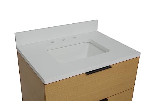 Kitchen Bath Collection Mia 30-inch Bathroom Vanity: Includes Blonde Wood Cabinet with Matte White Countertop and White Ceramic Sink