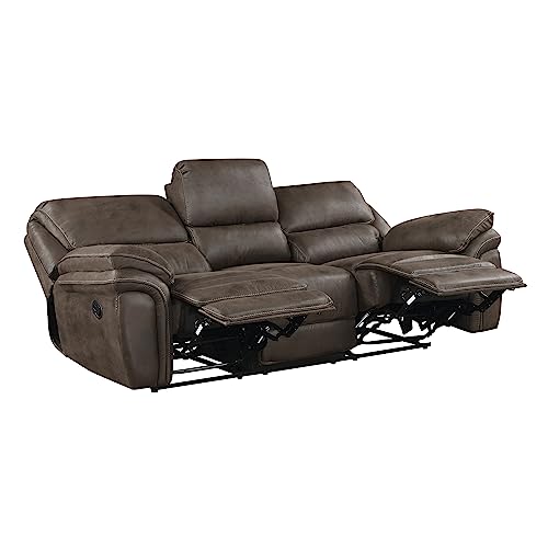 Lexicon Dorritt Wall-Hugger Manual Double Reclining Sofa, Brown