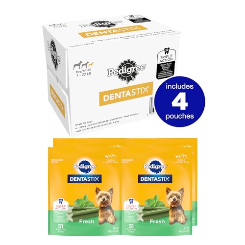 Pedigree DENTASTIX Dental Dog Treats for Toy/Small Dogs Fresh Flavor Dental Bones, 49.24 oz. Multipack (204 Treats)