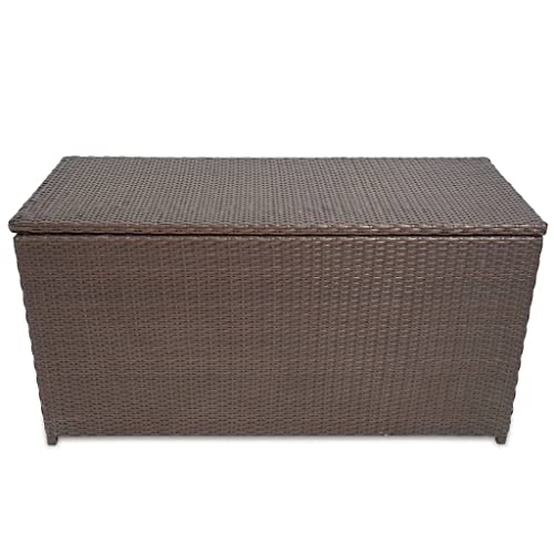 TIFITGO Asomie Patio Storage Box Brown 47.2"x19.7"x23.6" Poly Rattan Indoor stockage bin home chest house tank Outdoor Furniture Outdoor Storage Boxes US Stock Fast Shipment Brown