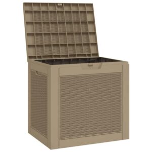 TIFITGO Asomie Patio Storage Box Light Brown 21.9"x16.9"x20.9" Polypropylene Indoor stockage bin home chest house tank Outdoor Furniture Outdoor Storage Boxes US Stock Fast Shipment White