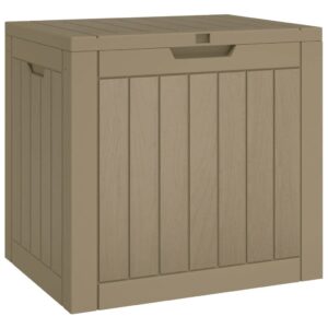 TIFITGO Asomie Patio Storage Box Light Brown 21.9"x16.9"x20.9" Polypropylene Indoor stockage bin home chest house tank Outdoor Furniture Outdoor Storage Boxes US Stock Fast Shipment Black