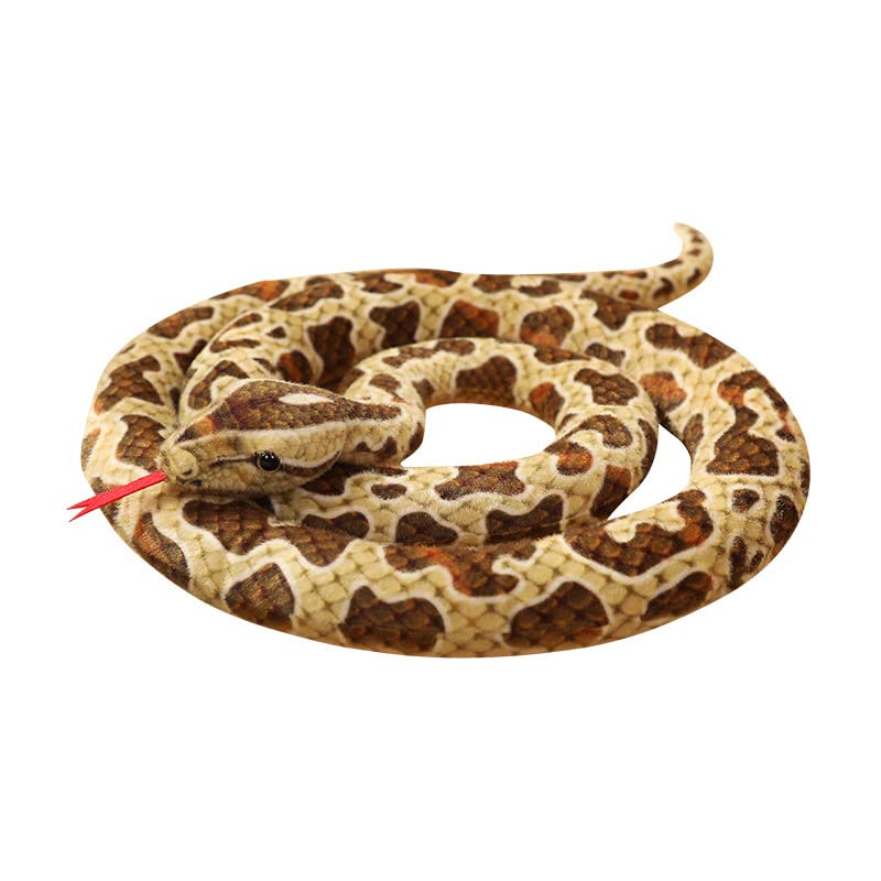 XIAOHONG Giant Boa Constrictor Large Stuffed Animal Snake Giant Snake Plush Realistic Stuffed Snake Toy 80 Inch Lifelike Snake Gifts for Kids Birthday Party Prank Props (Brown)