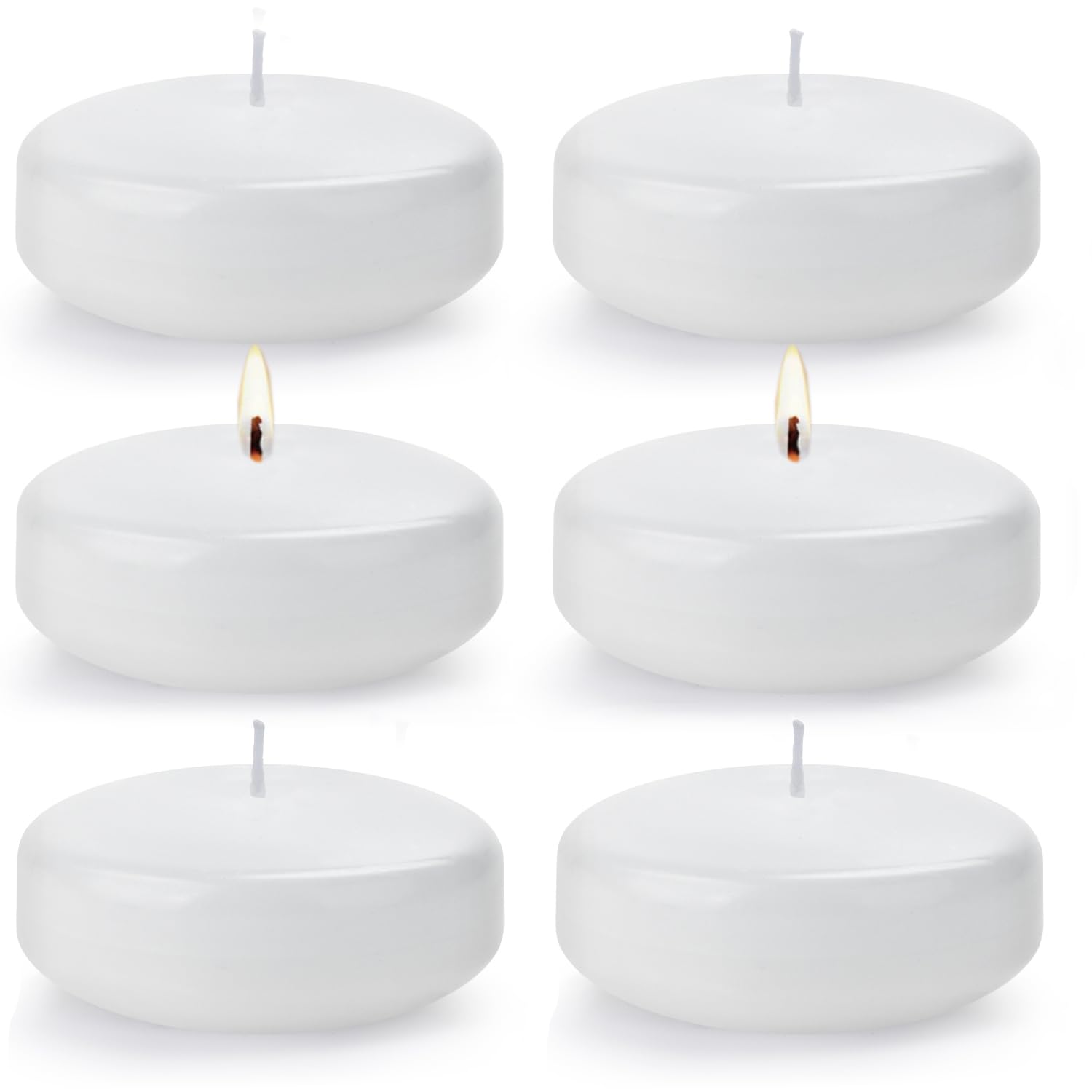 White Floating Candles for Centerpieces 3 inch, Round Burning Tea Light Candles Unscented Smokeless Paraffin Wax Dripless, for Valentine's Day, Wedding, Party, Home Decor, Pool (12 Pack)