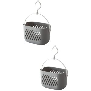 2pcs plastic shower hanging, portable shower organizer for college dorm room, bathroom, travel, gym and camping (grey)