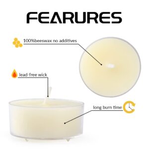 Natural Beeswax Tealight Candles - 24 pcs - Organic Small Candle Natural Scent Smokeless Clean Burning-White