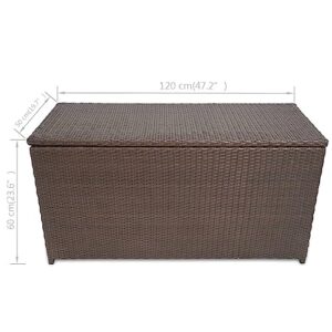 TIFITGO Asomie Patio Storage Box Brown 47.2"x19.7"x23.6" Poly Rattan Indoor stockage bin home chest house tank Outdoor Furniture Outdoor Storage Boxes US Stock Fast Shipment Brown