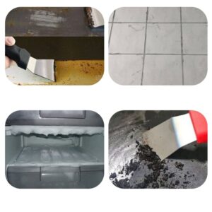 Stainless Steel Scraper, Oven Scraper Tool,Induction Hob, Stoves,None-Scratches Putty Scraper for Kitchen Cleaning,Wallpaper Scraper, Paint Scraper，Straight Version + Bending Version 2-Piece