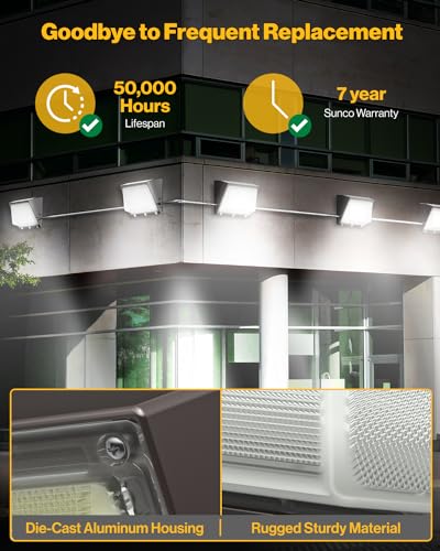 Sunco 120W LED Wall Pack Outdoor Dusk to Dawn Photocell Sensor Industrial Dimmable Waterproof Commercial Grade Security Warehouse Parking Lot, 5000K Daylight, 16200 Lumen, AC120-277V