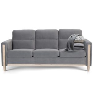 Dvasovio 79.5" Velvet Sofa Couch, Comfortable Solid Wood Frame 3-Seater Sofa, Soft Cushions, Durable and Long-Lasting, Sofa Couch for Living Room (Grey)