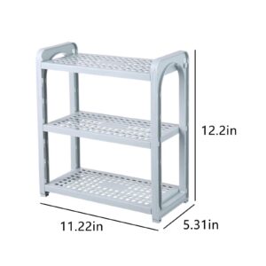 Typutomi Plastic Countertop Shelf, 3 Tier Adjustable Shower Caddy Organizer Shelf Cosmetic Storage Holder Kitchen Spice Rack Bathroom Organizer Vanity Tray(Blue)