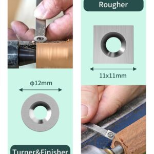 TBPA 24 Pieces Tungsten Carbide Cutters Inserts Set for Wood Lathe Turning Tools Included 11mm Square with Radius,12mm and 8.9mm Round, 30x10mm Sharp Point Diamond,12 Pieces screws