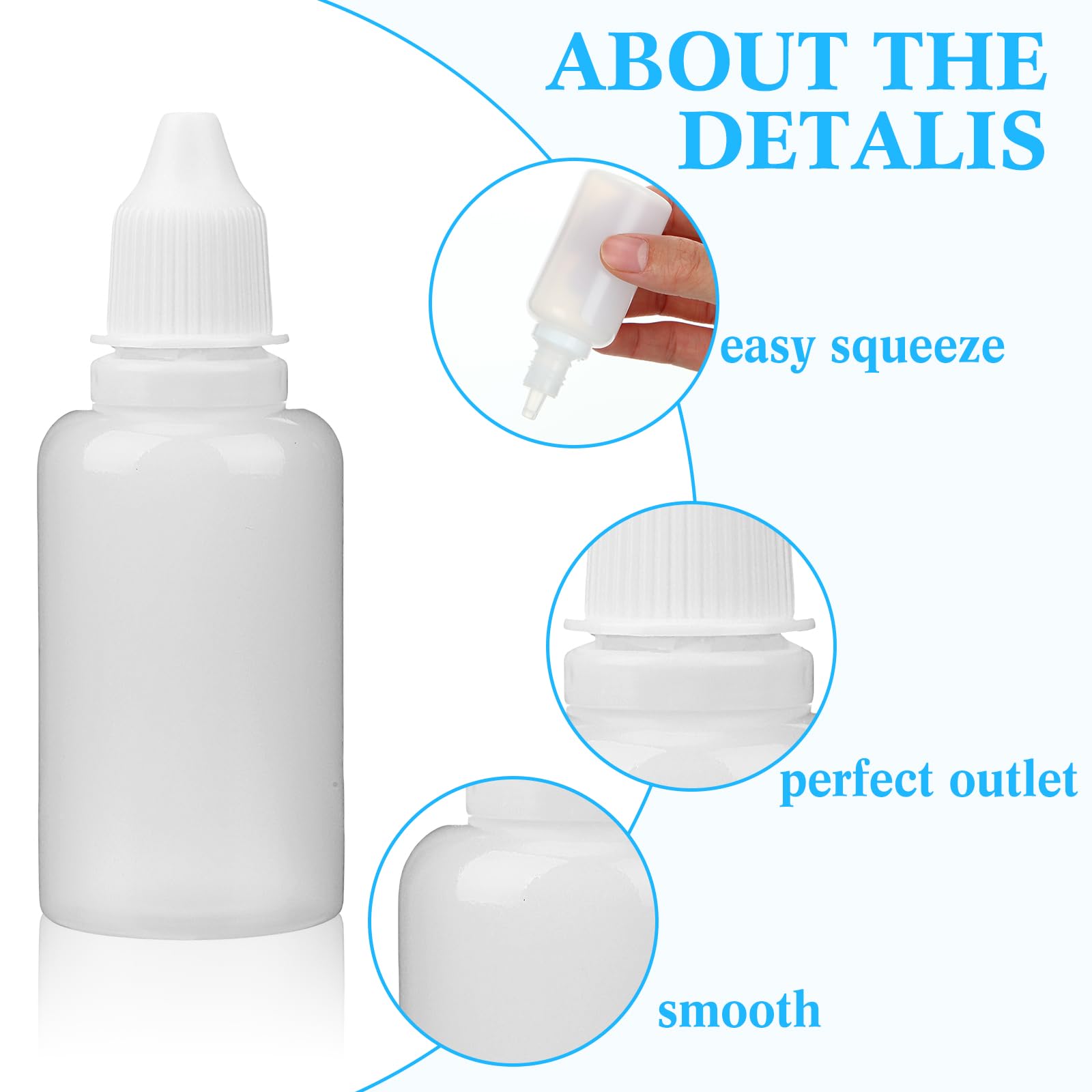 Tioncy 100 Pcs 30ml Plastic Dropper Bottles Squeezable Liquid Dropper Bottles with Leak Proof Caps, Refillable 1 oz Plastic Eye Dropper Bottles for Essence, Essential Oil(White Lid)