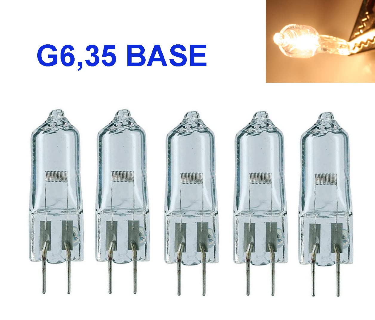 10x G6.35 120V 35W/50W Halogen Light Bulb Clear Dimmable T4 Q35//CL/GY6.35 JCD 35/50 Watt 120 Volt Electric Wax Melter Plug Oil Warmer Aroma Tart Counter Kitchen Bathroom Mirror Fixture (35, Watts)