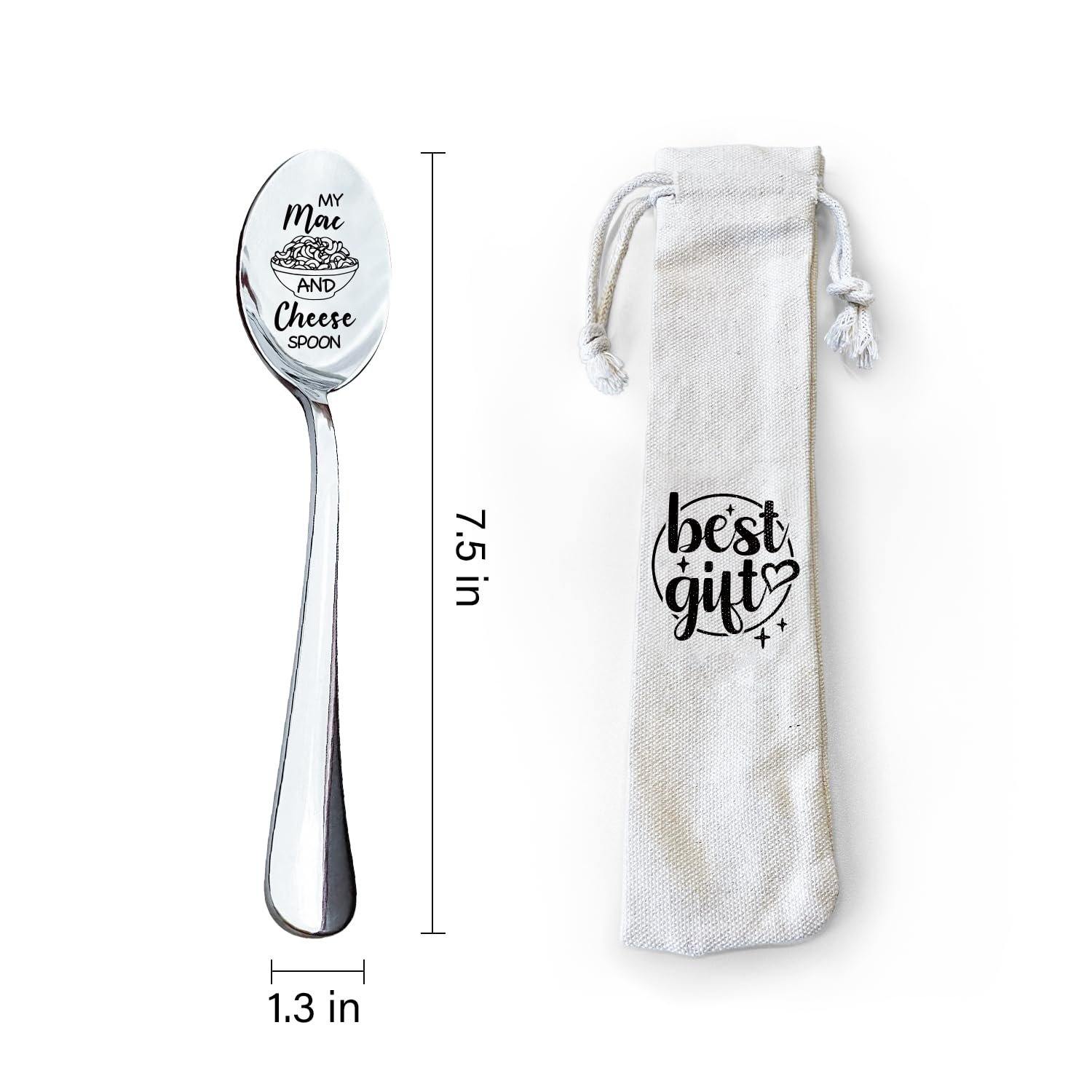 Mac and Cheese Spoon Engraved Stainless Steel Spoon - Funny Spoon Gifts for Women, Men, and Kid Great Birthday, Valentine's, and Christmas Gift