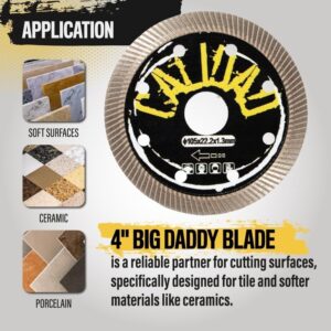 Calidad Turbo Diamond Saw Blades, 4 inch Ultra-Thin Angle Grinder Blade - Chip-Free Cutting for Porcelain & Ceramics - Angle Grinder Discs - Suitable for Dry and Wet Cutting - Pack of 5