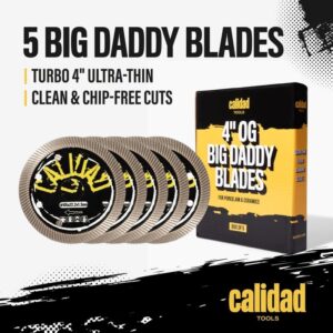 Calidad Turbo Diamond Saw Blades, 4 inch Ultra-Thin Angle Grinder Blade - Chip-Free Cutting for Porcelain & Ceramics - Angle Grinder Discs - Suitable for Dry and Wet Cutting - Pack of 5