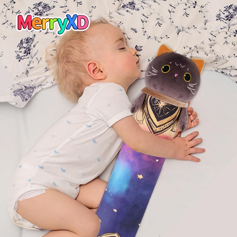 MerryXD Kawaii Long Cat Plush Body Pillow, 28”Soft Cute Black Stuffed Animals Plushies, Kids Big Doll Toys, Ideal Gifts for Cuddles,Girls,Girlfriend,Boys,Birthday,Christmas,Halloween,Valentine's Day