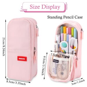 iSuperb Standing Pencil Case 2 Compartments Pencil Pouch Magnetic Mobile Phone Holder Bracket Pen Bag Large Capacity Phone Pouch College Stationery Organizer Storage for Kids Boys Girls