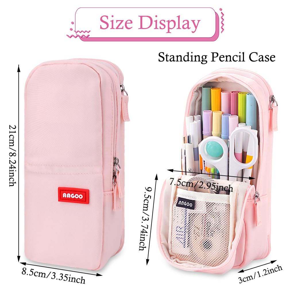 iSuperb Standing Pencil Case 2 Compartments Pencil Pouch Magnetic Mobile Phone Holder Bracket Pen Bag Large Capacity Phone Pouch College Stationery Organizer Storage for Kids Boys Girls