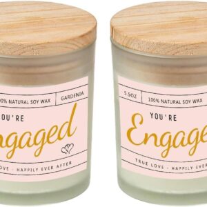 TEAMAS 2 Pack Engagement Candle Gift for Couples,Bridal Shower Gift,Engagement Gifts for Women, Engaged Gifts for Her, Engaged Candle