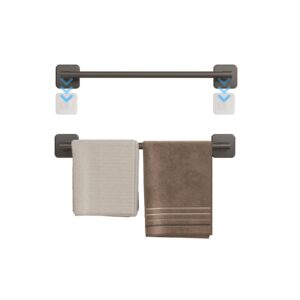 towel rack for bathroom, dr.dj kitchen towel holder wall mount, hand towel holder for bathroom, toilet, towel hanger for kitchen cabinet doors, bathroom accessories with adhesive pads, black(set of 2)