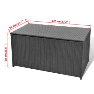 TIFITGO Asomie Patio Storage Box Black 47.2"x19.7"x23.6" Poly Rattan Indoor stockage bin home chest house tank Outdoor Furniture Outdoor Storage Boxes US Stock Fast Shipment Gray