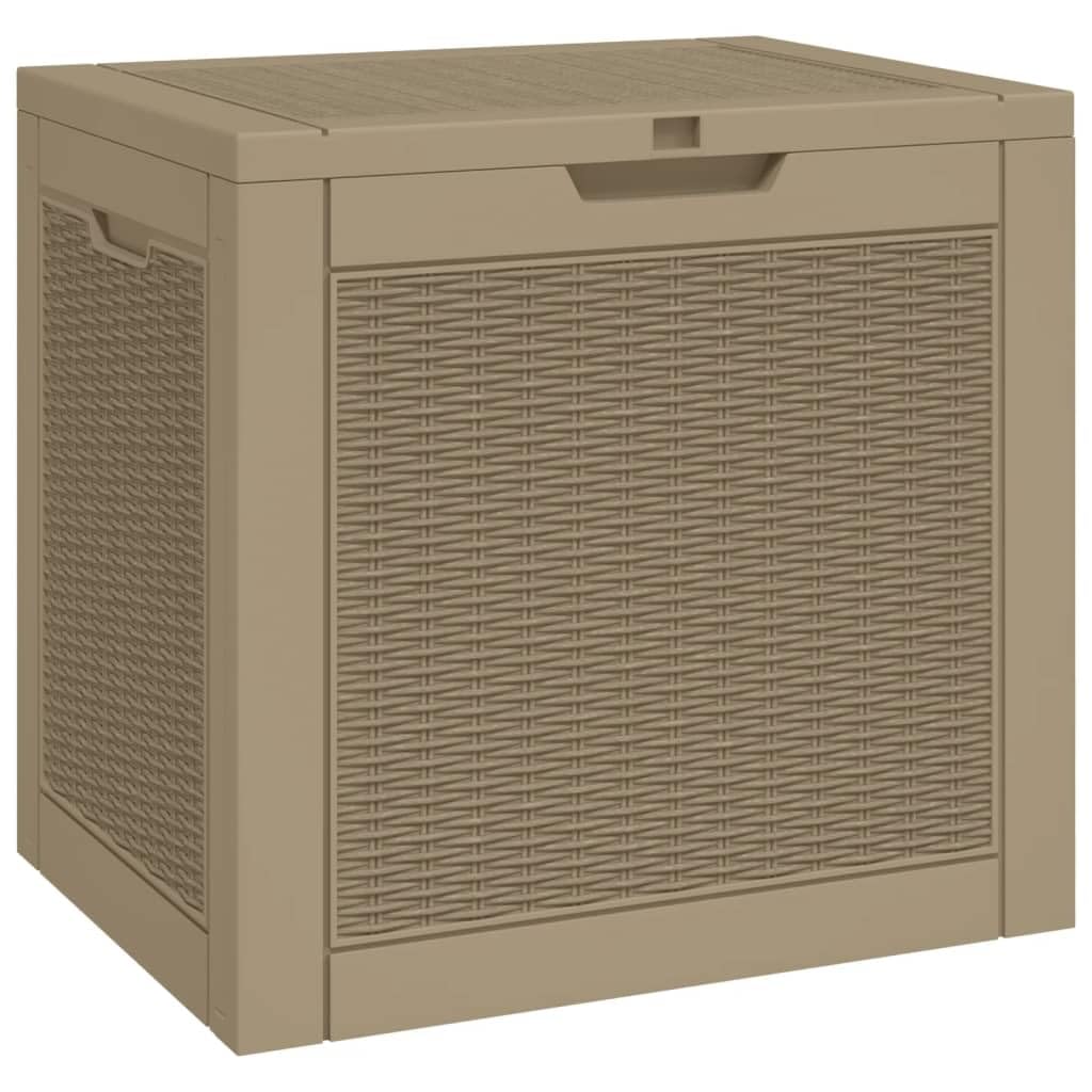 TIFITGO Asomie Patio Storage Box Light Brown 21.9"x16.9"x20.9" Polypropylene Indoor stockage bin home chest house tank Outdoor Furniture Outdoor Storage Boxes US Stock Fast Shipment White