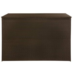 TIFITGO Asomie Patio Storage Box Brown 59"x39.4"x39.4" Poly Rattan Indoor stockage bin home chest house tank Outdoor Furniture Outdoor Storage Boxes US Stock Fast Shipment Black