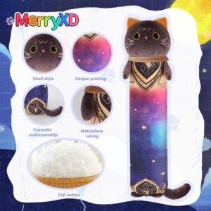 MerryXD Kawaii Long Cat Plush Body Pillow, 28”Soft Cute Black Stuffed Animals Plushies, Kids Big Doll Toys, Ideal Gifts for Cuddles,Girls,Girlfriend,Boys,Birthday,Christmas,Halloween,Valentine's Day