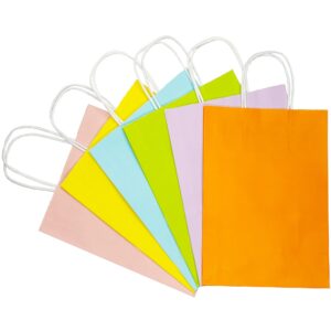 HERUIO 30 Colored Paper Gift Bags Paper Party Bags With Handles Pastel Paper Favor Bags for Party, Birthday - 6 Colours - 210×110×270mm (multi-colored)