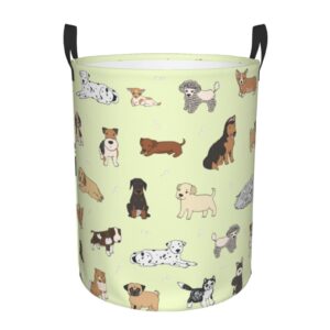 gbuzozie cute puppy dogs round laundry hamper cartoon animals storage basket toys clothes organizer bin for home bathroom bedroom dorm nursery, 62l