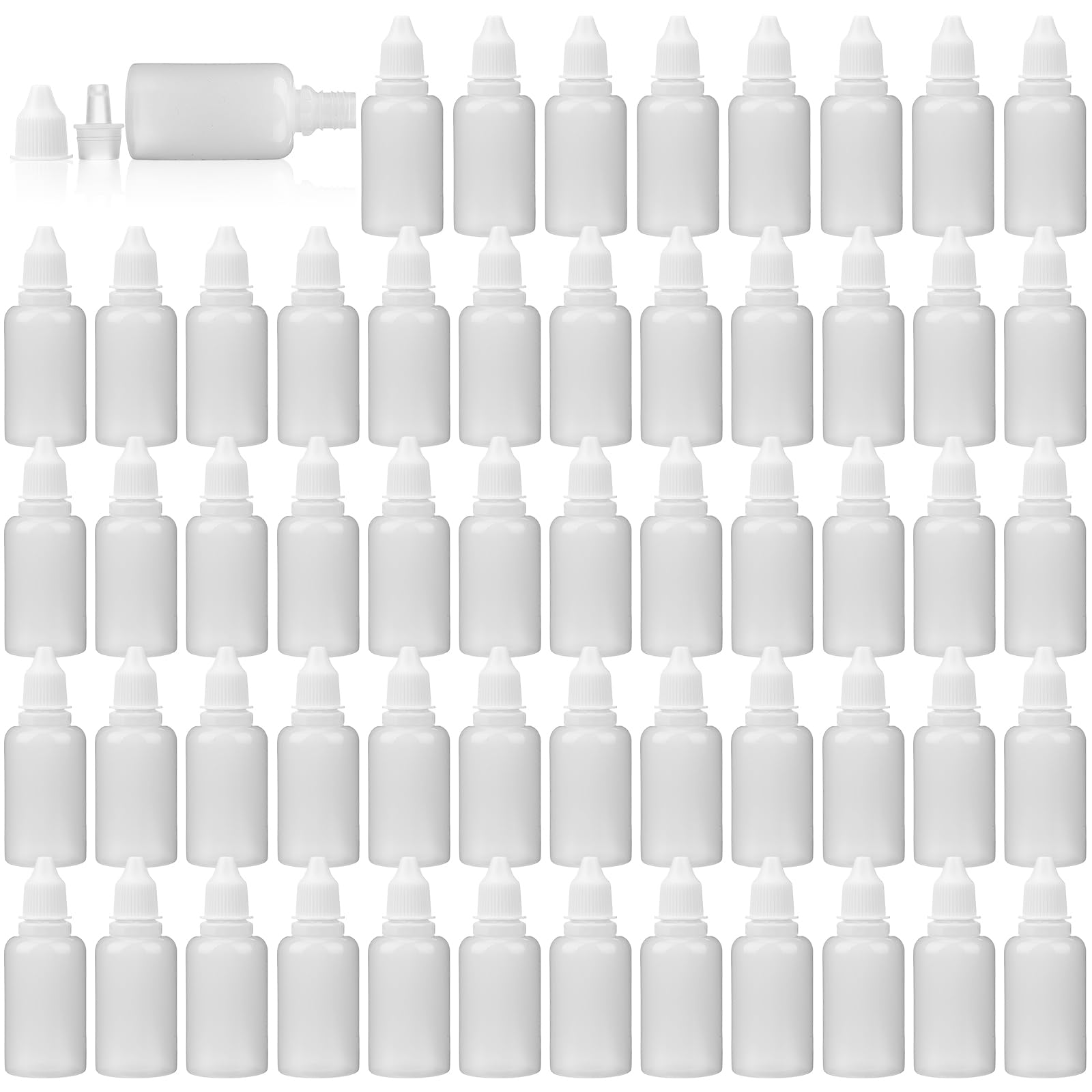 Tioncy 100 Pcs 30ml Plastic Dropper Bottles Squeezable Liquid Dropper Bottles with Leak Proof Caps, Refillable 1 oz Plastic Eye Dropper Bottles for Essence, Essential Oil(White Lid)