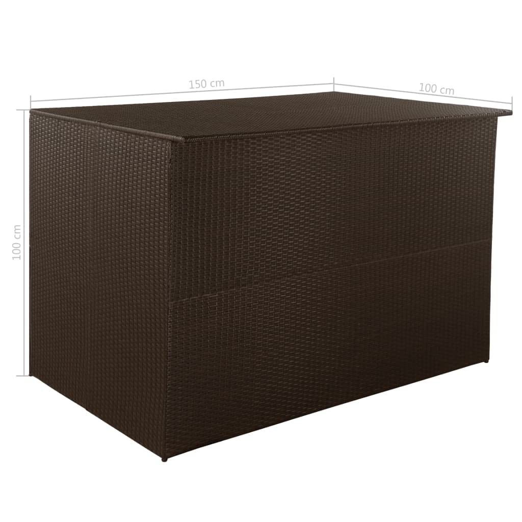 TIFITGO Asomie Patio Storage Box Brown 59"x39.4"x39.4" Poly Rattan Indoor stockage bin home chest house tank Outdoor Furniture Outdoor Storage Boxes US Stock Fast Shipment Black