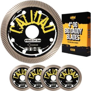 calidad turbo diamond saw blades, 4 inch ultra-thin angle grinder blade - chip-free cutting for porcelain & ceramics - angle grinder discs - suitable for dry and wet cutting - pack of 5