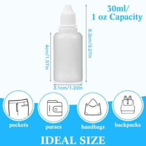 Tioncy 100 Pcs 30ml Plastic Dropper Bottles Squeezable Liquid Dropper Bottles with Leak Proof Caps, Refillable 1 oz Plastic Eye Dropper Bottles for Essence, Essential Oil(White Lid)