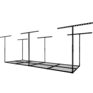 3 x 8FT Overhead Garage Storage Rack, Adjustable Ceiling Storage Racks, Garage Shelving Heavy Duty Storage Organizer System, 600lbs Weight Capacity (Black)