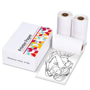 Ponek T02 Bluetooth Thermal Mini Printer Thermal Pocket Printer Paper, White Self-Adhesive Paper Compatible with T02 Bluetooth Mini Sticker Printer, Black On White Paper for Journal Photo