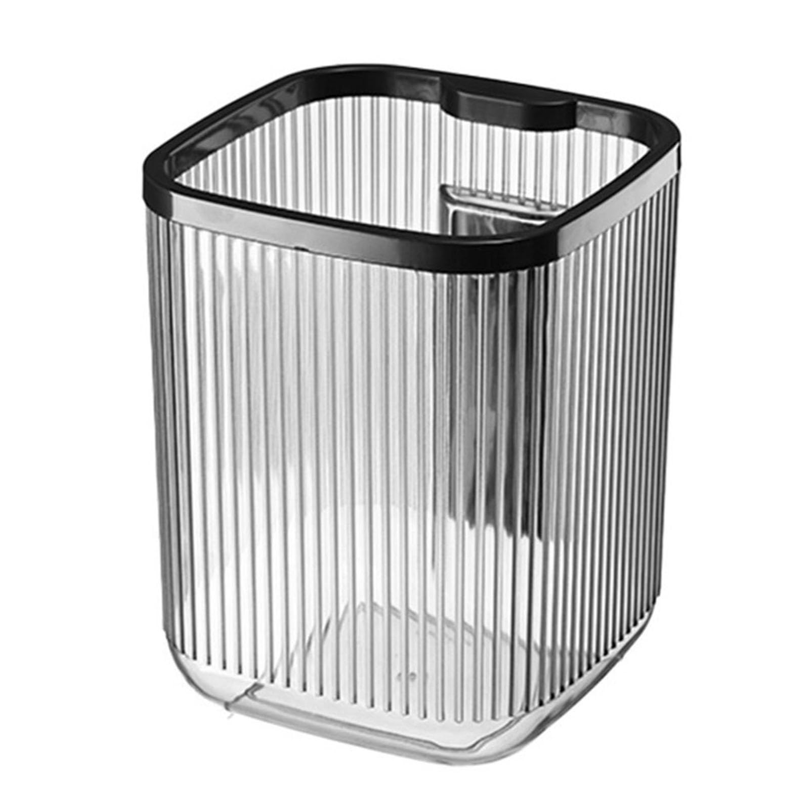 VALINK Transparent Trash can Wastebasket, Desktop Clear Acrylic Trash Can with Holder, Mulitpurpose Bathroom Trash Can Storage Case for Bedroom Home Office Stone Black