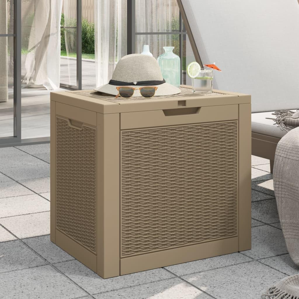 TIFITGO Asomie Patio Storage Box Light Brown 21.9"x16.9"x20.9" Polypropylene Indoor stockage bin home chest house tank Outdoor Furniture Outdoor Storage Boxes US Stock Fast Shipment White