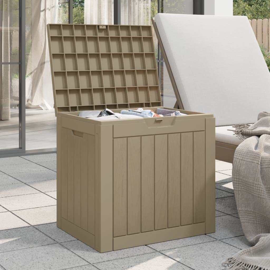 TIFITGO Asomie Patio Storage Box Light Brown 21.9"x16.9"x20.9" Polypropylene Indoor stockage bin home chest house tank Outdoor Furniture Outdoor Storage Boxes US Stock Fast Shipment Black