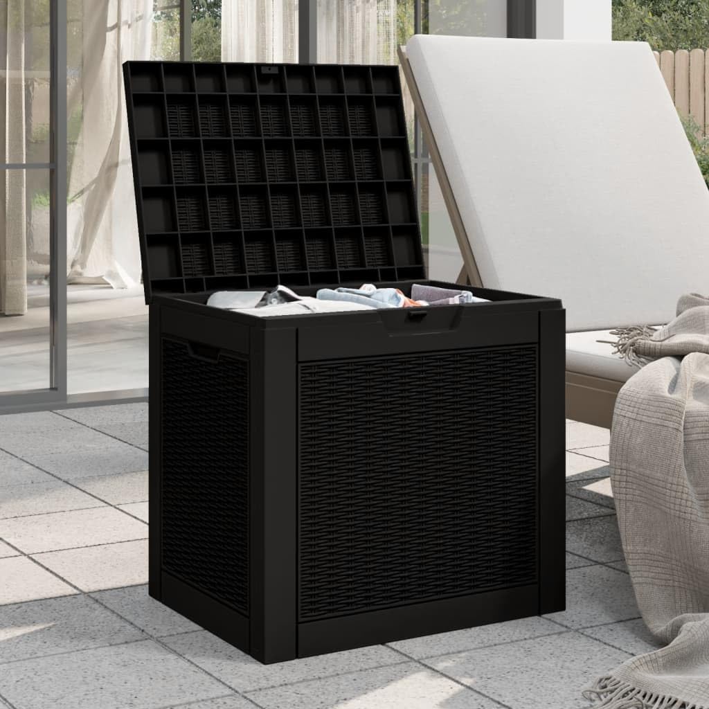 TIFITGO Asomie Patio Storage Box Black 21.9"x16.9"x20.9" Polypropylene Indoor stockage bin home chest house tank Outdoor Furniture Outdoor Storage Boxes US Stock Fast Shipment Brown