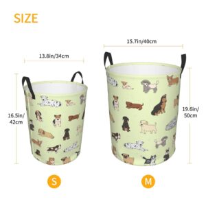 Gbuzozie Cute Puppy Dogs Round Laundry Hamper Cartoon Animals Storage Basket Toys Clothes Organizer Bin For Home Bathroom Bedroom Dorm Nursery, 62l